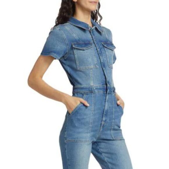 Good American Fit For Success Stretch Denim Jumpsuit NWT XS - Picture 3 of 7